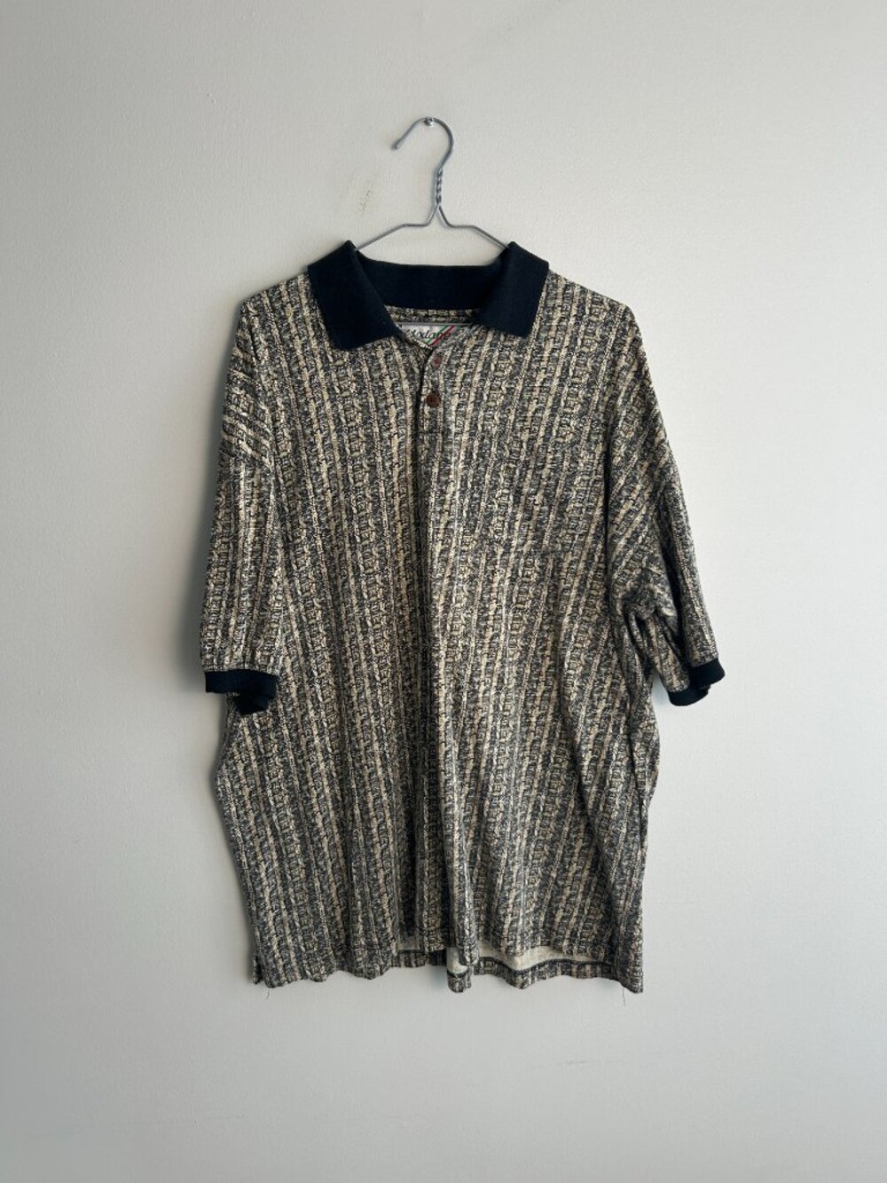 Vintage Modango Homme 90s Textured Pattern Polo Shirt XL Y2K Grandpa